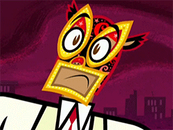 A Cartoon Character Wearing A Wrestling Mask And A Tie GIF