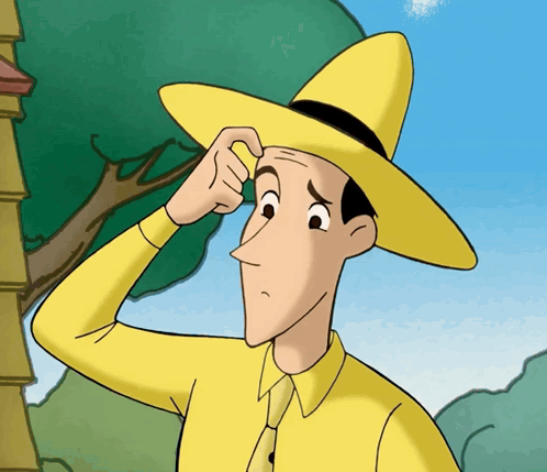 A Cartoon Character Wearing A Yellow Hat And A Yellow Shirt GIF
