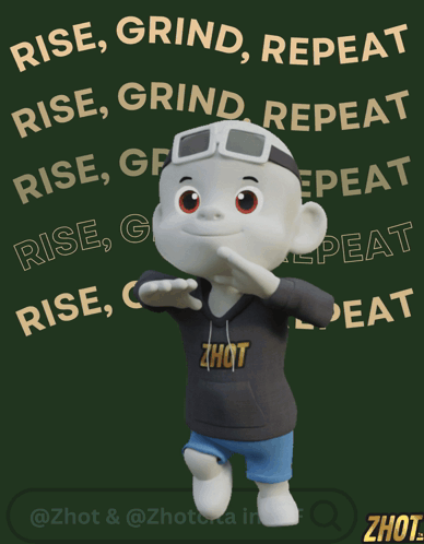 A Cartoon Character Wearing A Zhot Sweatshirt Stands In Front Of A Green Background GIF
