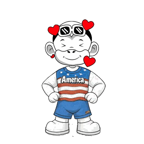 a cartoon character wearing an america shirt and shorts