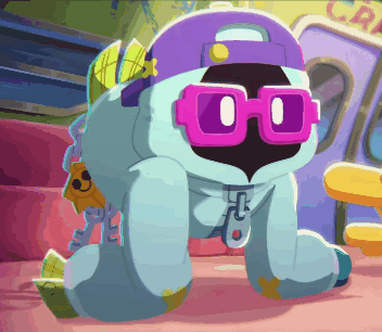 A Cartoon Character Wearing Glasses And A Hat Is Crawling On The Floor GIF