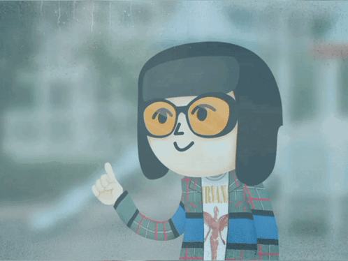 A Cartoon Character Wearing Glasses And A Nirvana Shirt Giving A Thumbs Up GIF