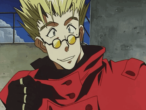 A Cartoon Character Wearing Glasses And A Red Jacket Smiles GIF