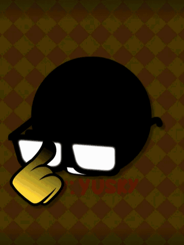 A Cartoon Character Wearing Glasses Is Pointing At His Eye GIF