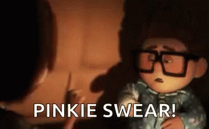 A Cartoon Character Wearing Glasses Is Talking To A Woman And Says `` Pinkie Swear ! '' GIF
