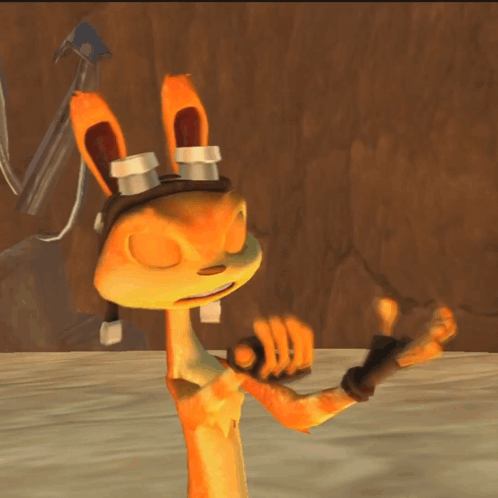 A Cartoon Character Wearing Goggles And Gloves GIF