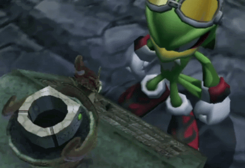 A Cartoon Character Wearing Goggles Is Working On A Machine GIF