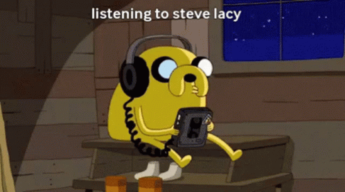 A Cartoon Character Wearing Headphones Is Listening To Steve Lacy Music GIF
