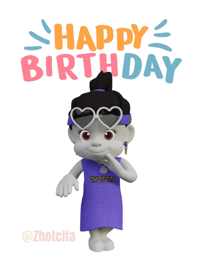 A Cartoon Character Wearing Heart Shaped Sunglasses And A Shirt That Says Zhotcita GIF