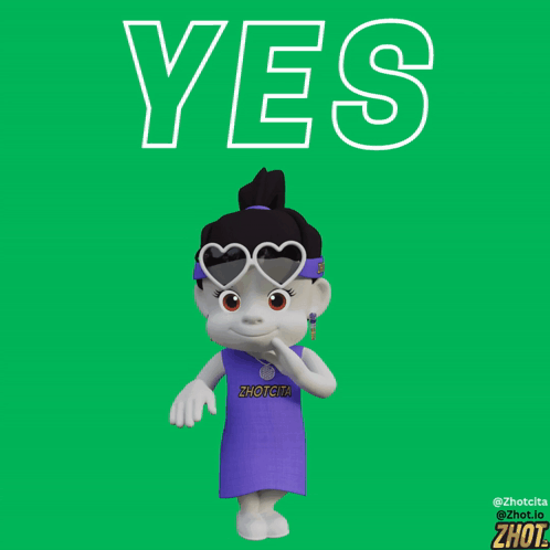 A Cartoon Character Wearing Heart Shaped Sunglasses And A Zhouta Shirt GIF