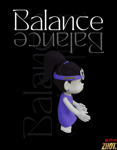 A Cartoon Character Wearing Heart Shaped Sunglasses Stands In Front Of A Black Background With The Word Balance On It GIF
