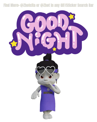 A Cartoon Character Wearing Heart Shaped Sunglasses Stands Under A Sign That Says " Good Night " GIF