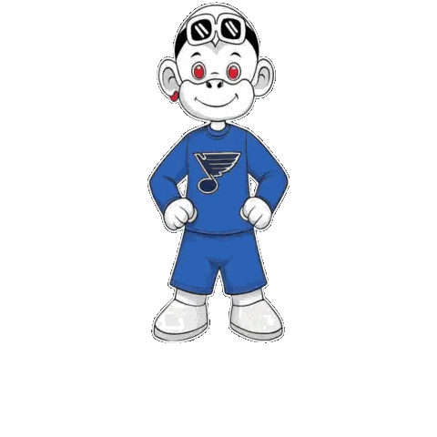 a cartoon character wearing sunglasses and a blue shirt that says st. louis blues