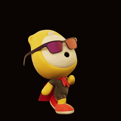 A Cartoon Character Wearing Sunglasses And A Cape With The Word Chilling Below Him GIF