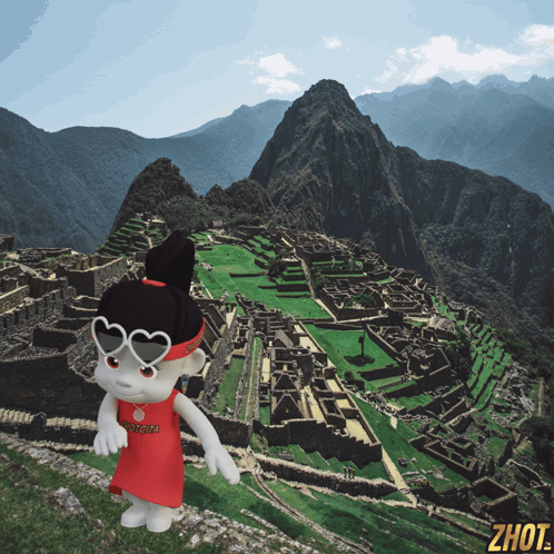 A Cartoon Character Wearing Sunglasses And A Georgia Shirt Stands In Front Of A Mountain GIF