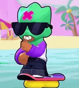 A Cartoon Character Wearing Sunglasses And A Mask Is Riding A Skateboard . GIF