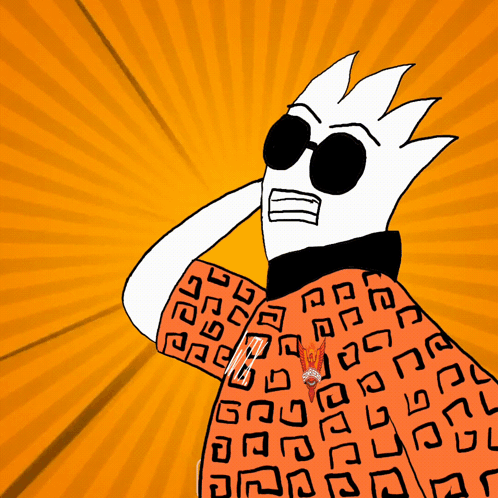 A Cartoon Character Wearing Sunglasses And A Shirt That Says ' G ' On It GIF