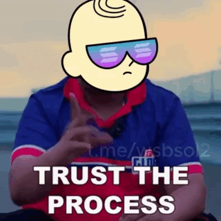 A Cartoon Character Wearing Sunglasses And A Shirt That Says `` Trust The Process '' GIF