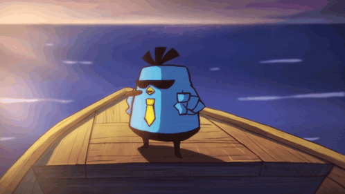 A Cartoon Character Wearing Sunglasses And A Tie Is On A Boat GIF