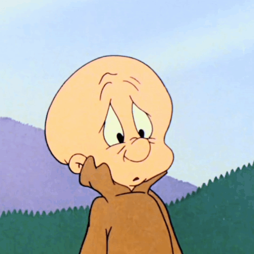 A Cartoon Character With A Bald Head Is Standing In Front Of Trees GIF