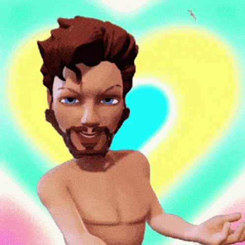 A Cartoon Character With A Beard And Blue Eyes GIF