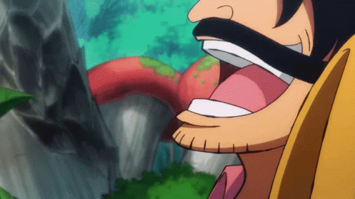 A Cartoon Character With A Beard And Mustache Is Smiling With His Mouth Open GIF