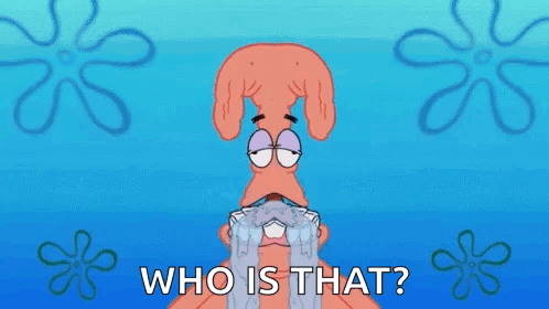 A Cartoon Character With A Beard And Speech Bubbles Asking Who Is That GIF