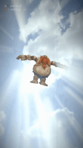 A Cartoon Character With A Beard Is Flying In The Sky GIF