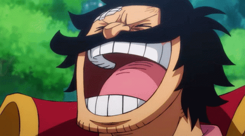 A Cartoon Character With A Beard Is Laughing With His Mouth Open GIF