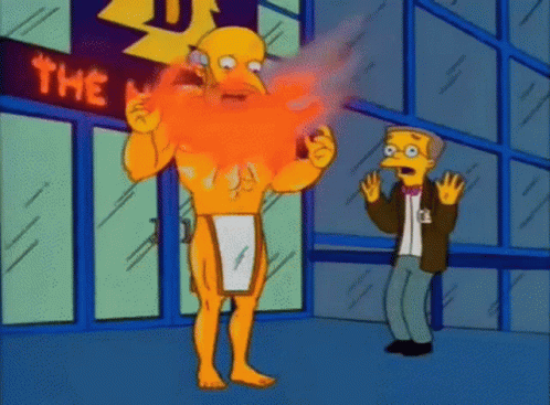 A Cartoon Character With A Beard Is Standing In Front Of A Sign That Says The GIF