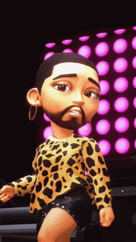 A Cartoon Character With A Beard Is Wearing A Leopard Print Shirt And Shorts GIF