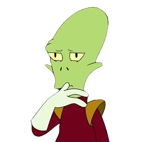 a cartoon character with a big head covering his face with his hand