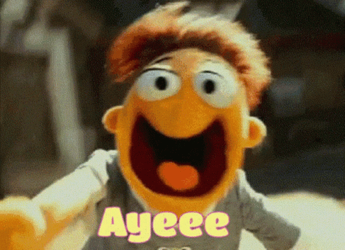 A Cartoon Character With A Big Mouth And The Word Ayeee On It GIF