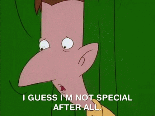 A Cartoon Character With A Big Nose Says I Guess I 'M Not Special After All . GIF
