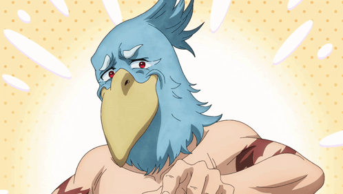 A Cartoon Character With A Bird Mask On His Head GIF