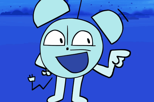 A Cartoon Character With A Blue Background Is Pointing At The Viewer GIF