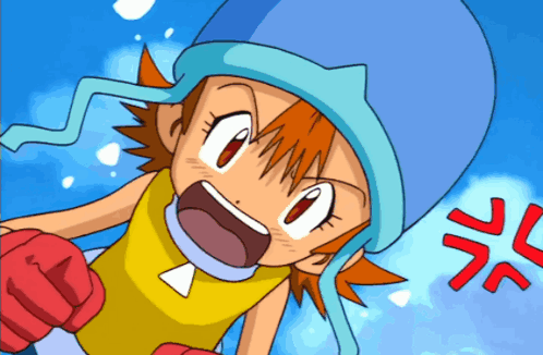 A Cartoon Character With A Blue Hat And Red Gloves Is Screaming GIF