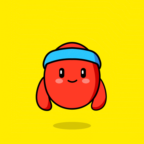 A Cartoon Character With A Blue Headband And The Word Leg On The Yellow Background GIF