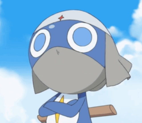 A Cartoon Character With A Blue Mask And White Circles On His Face GIF
