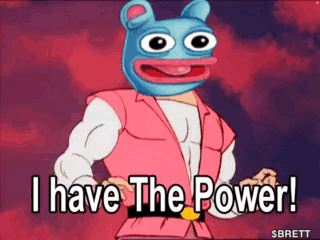 A Cartoon Character With A Blue Mask On His Head Says I Have The Power . GIF