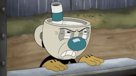 A Cartoon Character With A Blue Nose And A Cup With A Straw Sticking Out Of It GIF