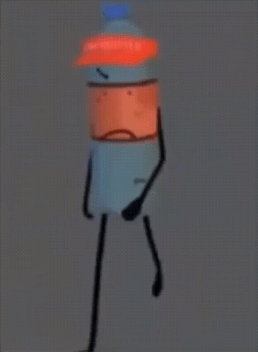 Cartoon Character With Bottle On Head GIF