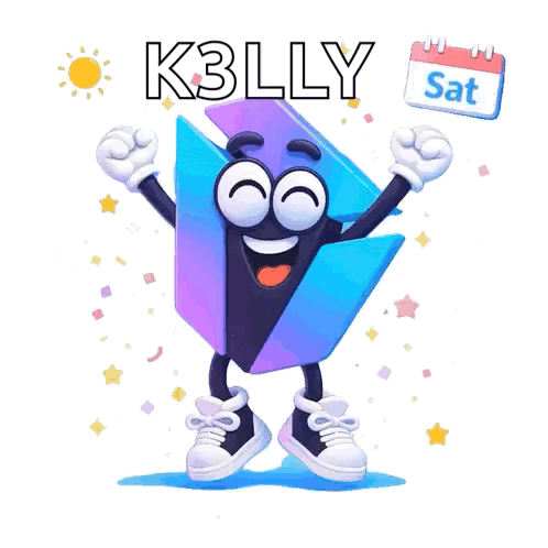 A Cartoon Character With A Calendar That Says K3lly Sat GIF