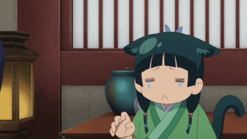 Cartoon Character With Cat Ear And Green Robe GIF