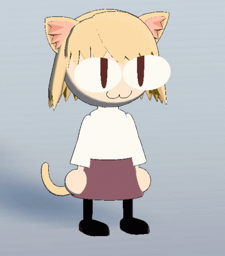 A Cartoon Character With A Cat Ear And A White Shirt GIF