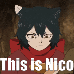 A Cartoon Character With A Cat Ear And The Words This Is Nico GIF