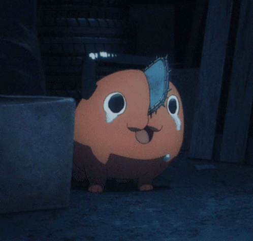 A Cartoon Character With A Chainsaw On Its Face GIF