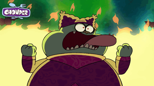 A Cartoon Character With A Chowder Logo On The Bottom GIF
