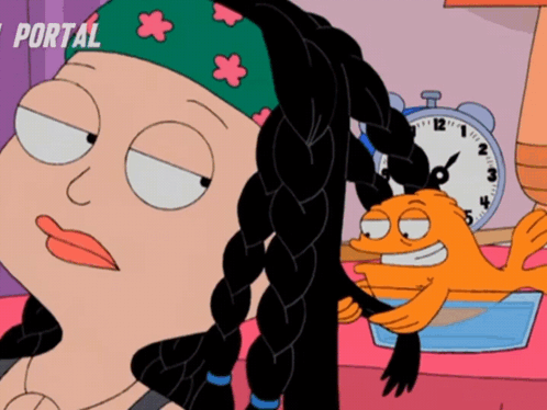 A Cartoon Character With A Clock In The Background And The Word Portal On The Bottom GIF