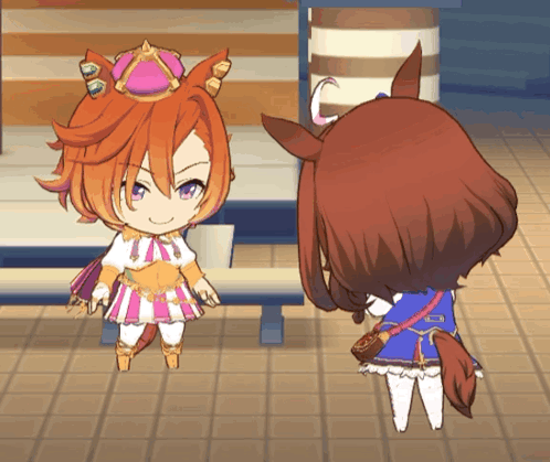 A Cartoon Character With A Crown On Her Head Stands Next To Another Character GIF